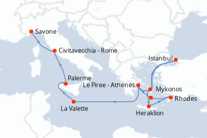 Itinéraire croisière Costa Croisières au départ de Le Piree - Athenes