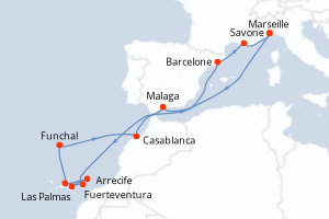 Itinéraire croisière Costa Croisières au départ de Savone