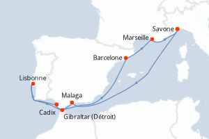 Itinéraire croisière Costa Croisières au départ de Savone