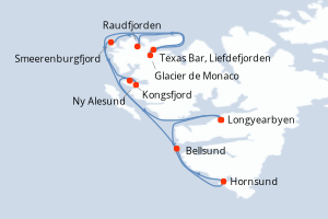 Itinéraire croisière Ponant au départ de Longyearbyen