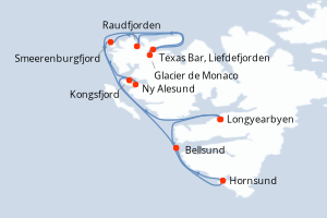 Itinéraire croisière Ponant au départ de Longyearbyen