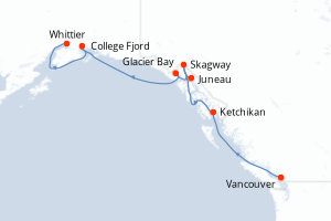 Itinéraire croisière Princess Cruises au départ de Vancouver