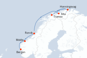 Itinéraire croisière Hurtigruten au départ de Bergen