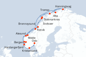 Itinéraire croisière Hurtigruten au départ de Bergen