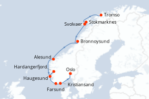 Itinéraire croisière Hurtigruten au départ de Tromso