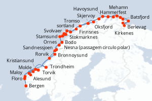 Itinéraire croisière Hurtigruten au départ de Bergen