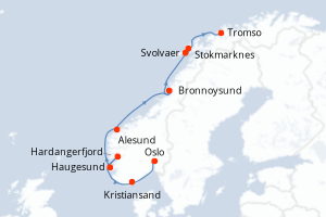 Itinéraire croisière Hurtigruten au départ de Oslo