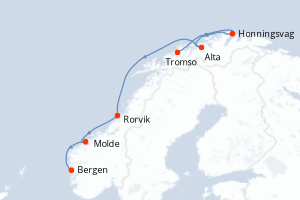 Itinéraire croisière Hurtigruten au départ de Tromso