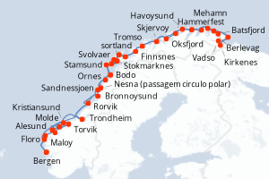 Itinéraire croisière Hurtigruten au départ de Bergen