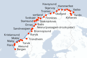 Itinéraire croisière Hurtigruten au départ de Bergen