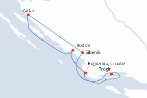 Itinéraire croisière Nicko cruises au départ de Trogir