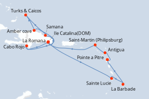 Itinéraire croisière Costa Croisières au départ de Pointe a Pitre