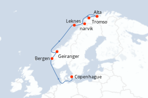 Itinéraire croisière Ponant au départ de Tromso