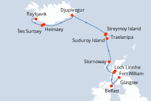 Itinéraire croisière Ponant au départ de Glasgow