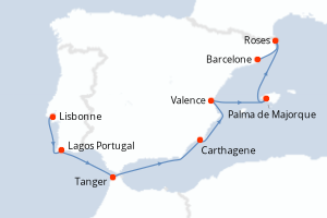 Itinéraire croisière Ponant au départ de Lisbonne