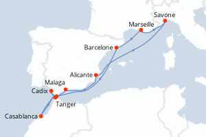 Itinéraire croisière Costa Croisières au départ de Marseille