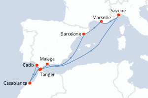 Itinéraire croisière Costa Croisières au départ de Barcelone