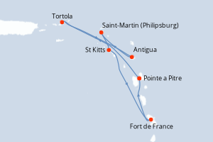 Itinéraire croisière Costa Croisières au départ de Pointe a Pitre