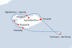 Itinéraire croisière Azamara au départ de Reykjavik