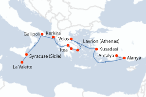 Itinéraire croisière Ponant au départ de La Valette