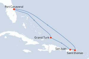 Itinéraire croisière Princess Cruises au départ de Port Canaveral