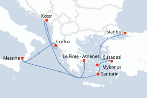 Itinéraire croisière Princess Cruises au départ de Le Piree - Athenes