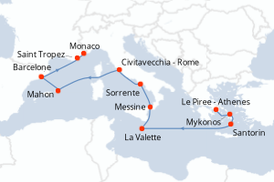 Itinéraire croisière Oceania Cruises au départ de Le Piree - Athenes