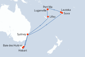 Itinéraire croisière Cunard au départ de Sydney