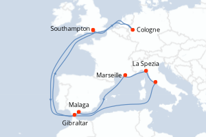 Itinéraire croisière Cunard au départ de Southampton