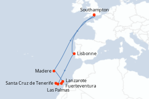 Itinéraire croisière Cunard au départ de Southampton