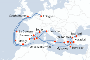 Itinéraire croisière Cunard au départ de Southampton