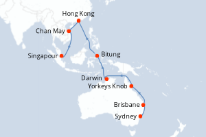 Itinéraire croisière Cunard au départ de Sydney