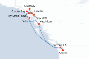 Itinéraire croisière Cunard au départ de Seattle