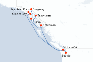 Itinéraire croisière Cunard au départ de Seattle