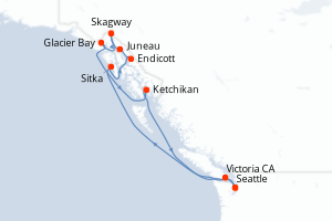 Itinéraire croisière Cunard au départ de Seattle