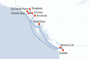 Itinéraire croisière Cunard au départ de Seattle