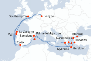 Itinéraire croisière Cunard au départ de Barcelone