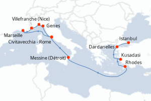 Itinéraire croisière Cunard au départ de Civitavecchia - Rome