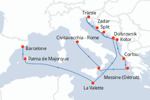 Itinéraire croisière Cunard au départ de Civitavecchia - Rome