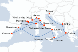 Itinéraire croisière Cunard au départ de Civitavecchia - Rome