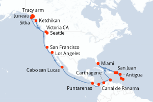 Itinéraire croisière Cunard au départ de Seattle