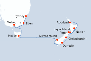 Itinéraire croisière Azamara au départ de Auckland