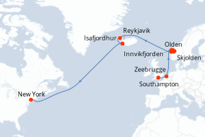 Itinéraire croisière Cunard au départ de Southampton