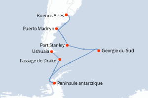 Itinéraire croisière Ponant au départ de Buenos Aires