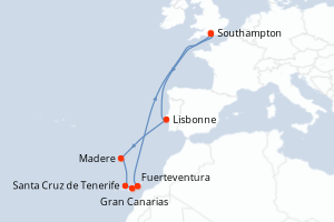 Itinéraire croisière Cunard au départ de Southampton