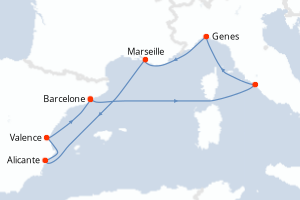 Itinéraire croisière MSC Croisières au départ de Barcelone