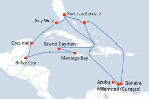 Itinéraire croisière Holland America Line au départ de Fort Lauderdale