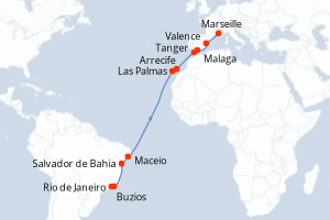 Itinéraire croisière MSC Croisières au départ de Rio de Janeiro