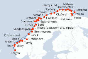 Itinéraire croisière Hurtigruten au départ de Bergen