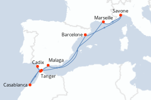 Itinéraire croisière Costa Croisières au départ de Barcelone